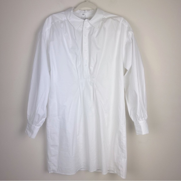 LPA | Academia Poet Peasant Prairie Shirt Dress Blouse Tunic White | XS - Picture 1 of 8